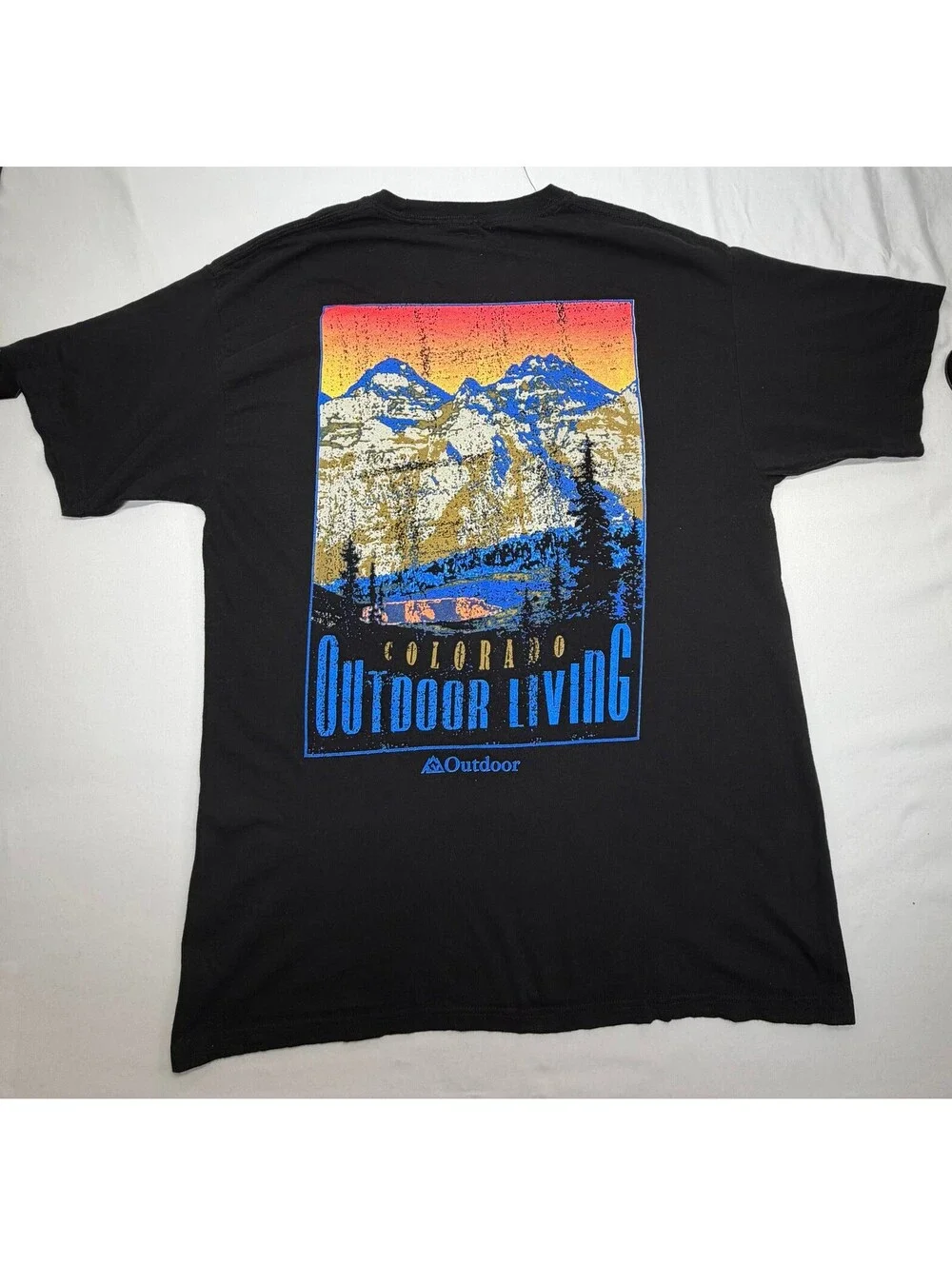 Outdoor Men's Graphic T-Shirt Crew Neck Cotton Regular Fit Size Large Black